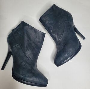 All Saints Leather Ankle Booties Heels Gray 9.5